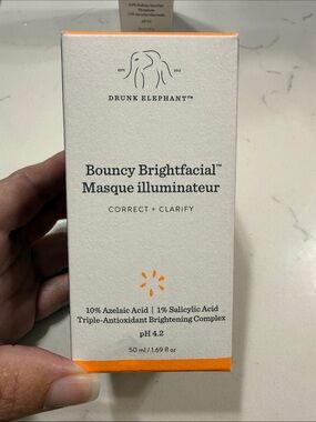 Drunk Elephant Bouncy Brightfacial Masque — White with Orange Accents